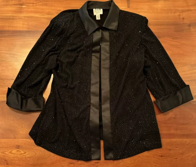 RM Richards Petites Women’s Black Sparkle Shimmer Jacket And Tank Top Sz 14P