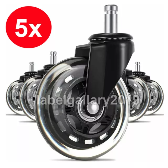 5pcs Rollerblade Office Desk Chair Wheels Replacement Rolling Caster Grip Ring