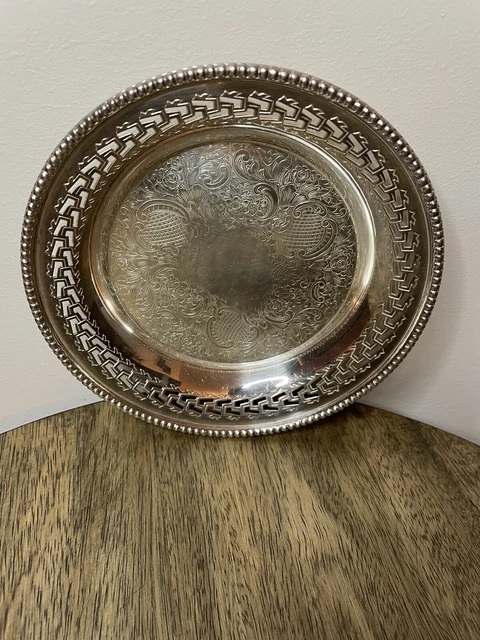 Barker Ellis Silver Plate Plated Bottle Wine Coaster Trinket Dish 6”