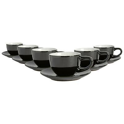 12 Piece Espresso Cup & Saucer Set Porcelain Coffee Cafe Cups 90ml Black