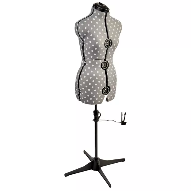 Adjustable Dressmakers Dummy, Grey Polka Dot. Available in 4 Sizes.