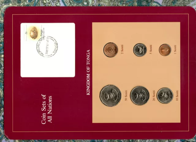 Coin Sets of All Nations Tonga UNC 1,2,20 Seniti 1990 5,10,50 Seniti 1981