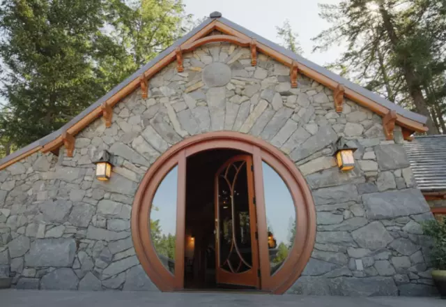 Alder round arched door all glass Low E dual Glazed tempered Hobbit storybook