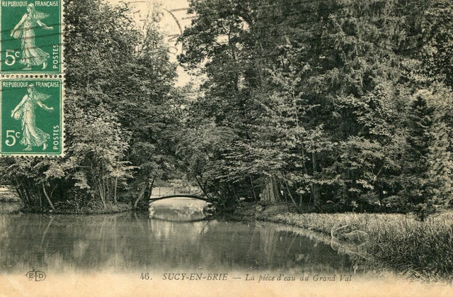 Carte SUCY EN BRIE La Pièce d'eau du Grand Val Ecrit en sténo