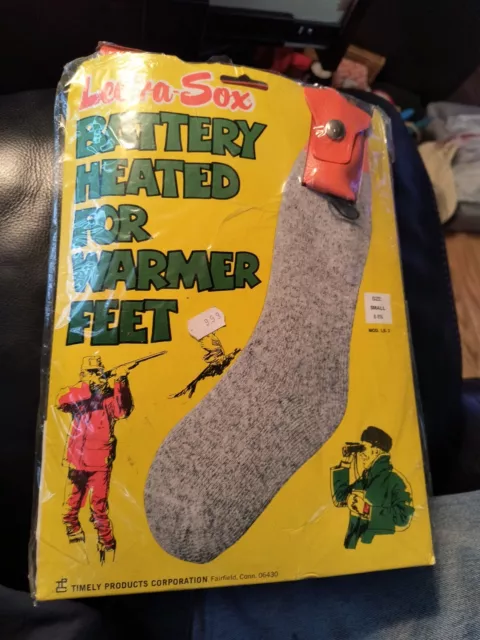 Vintage Lectra Sox Size Small 8-9.5 Battery Heated Socks New. DM