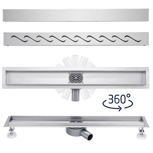 Canalina Doccia EMKE 30cm In Acciaio Inox | Set Completo Con Sifone Antiodore E Filtro | Extra Piatto - 4