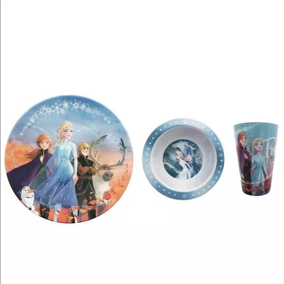 RARO NUEVO Disney's Frozen 2 ""Trust Your Journey"" 3 piezas. Juego de vajilla para niños nuevo con etiquetas