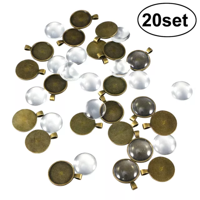 20 Sets Round Bezel Pendant Trays for DIY Jewelry Making