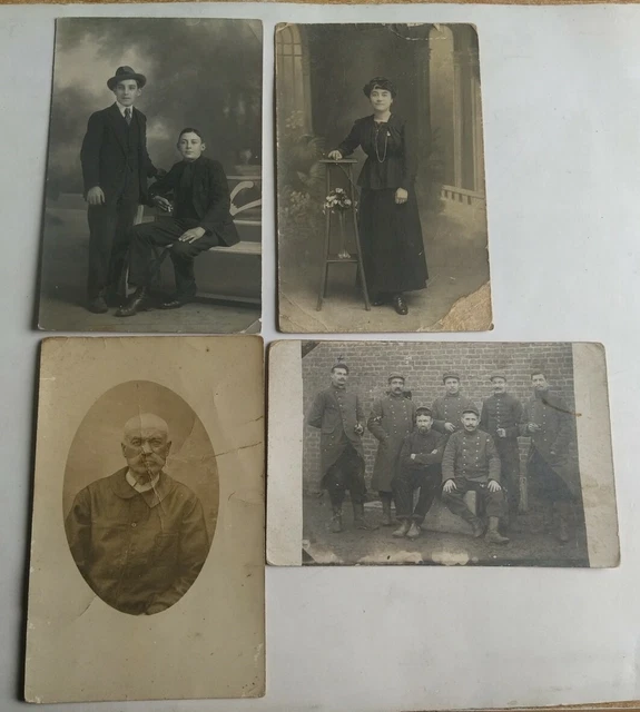 4 Cartes Postales Anciennes Photo 1900/1920 Armé Tenue Guerre
