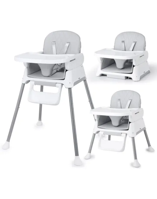 Alpha Plus Walnut Newborn Set - 4-piece high chair + newborn insert &  rocker stretch beige + seat cushion