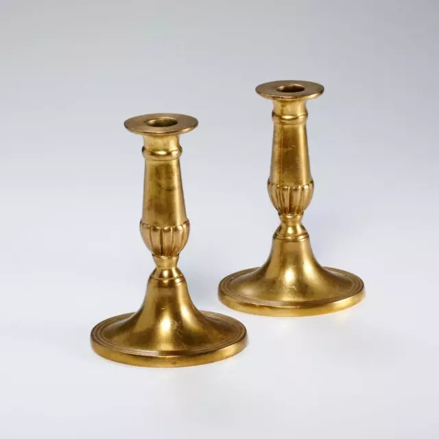 Victorian Heavy Solid Brass Taper Candle Holders Candlesticks 6.25" Antique Pair