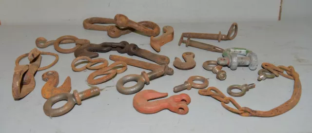 Blacksmith forged farm hook pin wagon carriage collectible metal parts lot