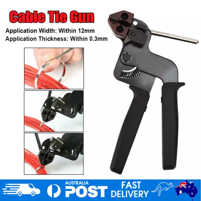 Stainless Steel Cable Tie Gun Heavy Duty Fasten Pliers Crimper Tensioner Cutter