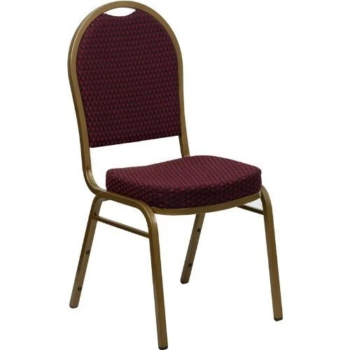 10 PACK Banquet Chair Burgundy Pattern Fabric Restaurant Chair Dome Back Stack