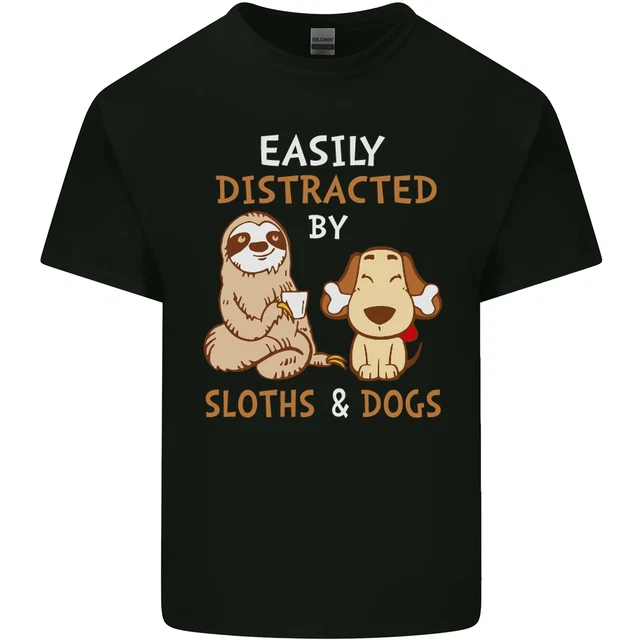 Easily Distracted Dogs & Sloths Funny ADHD Kids T-Shirt Childrens