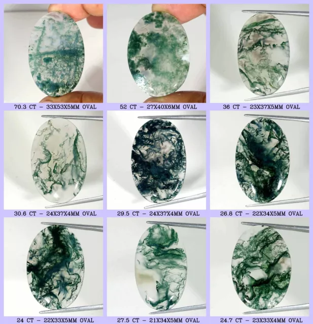 Natural African Moss Agate Oval Cabochon Loose Gemstone For Jewelry