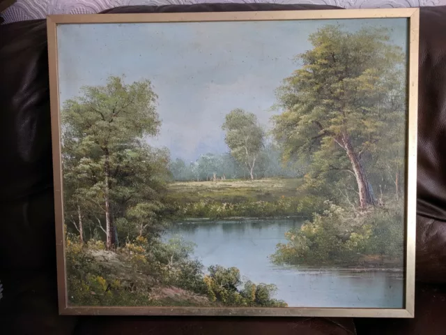 Vintage ORIGINAL Framed Oil Painting on canvas by DELINO  landscape