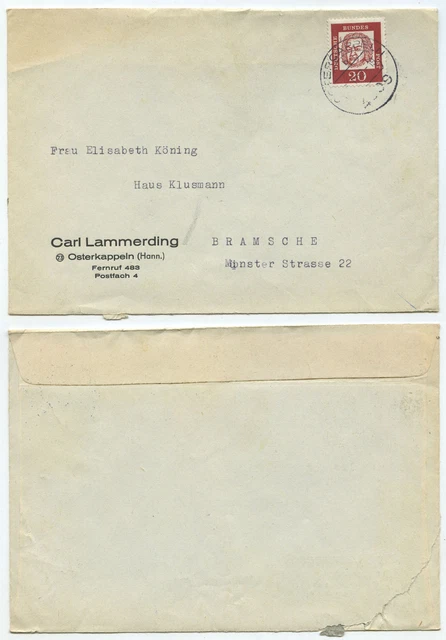 33992 - Mi.Nr. 352 - Beleg - Ostercappeln 1962 nach Bramsche