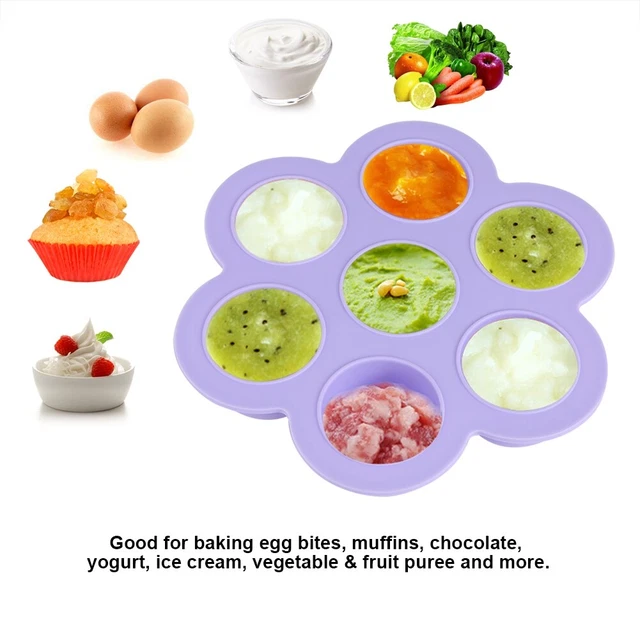 Contenedor de almacenamiento reutilizable molde de silicona para huevos de 7 cavidades congelador de alimentos para bebés MX