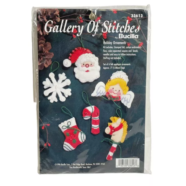 Bucilla Mini Tree Trimmer Felt Applique Christmas Ornaments set of 6 NEW 33613