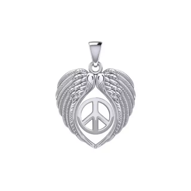 Paix Signe Ange Ailes .925 Pendentif Argent Massif Par Peter Stone Fin Bijoux