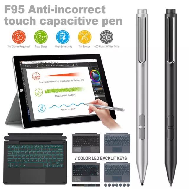 Wireless Keyboard For Microsoft Surface Pro 9/9 5G/8/7/7+/6/5/4/3 w/Stylus Pen