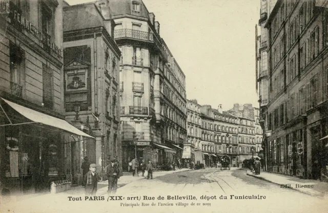CPA - Tout Paris - Rue de Belleville - Dépôt du Funiculaire