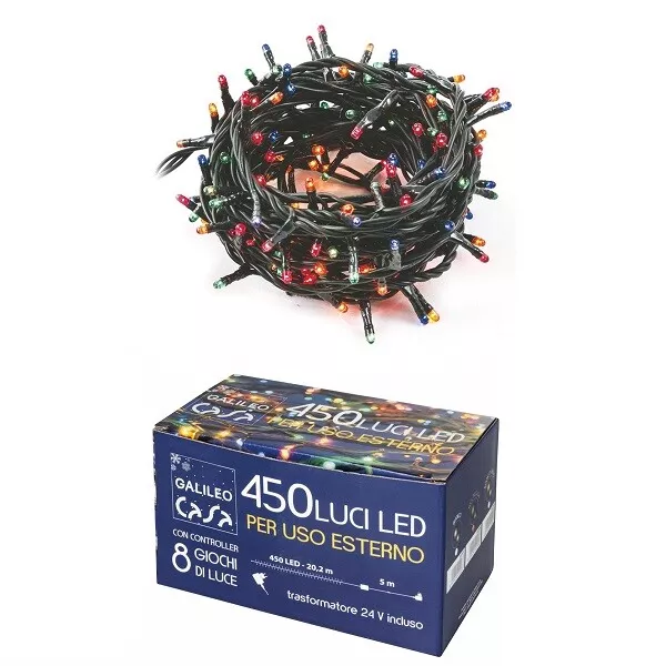 Serie Luci Albero Di Natale Minilucciole 450 Led Lampadine 20.2Mt Multicolor