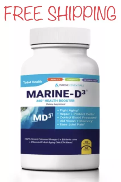 Marine-D3 Marine Essentials Anti-Aging Omega-3  1 Bottle (60 Caps) CELL REPAIR💯