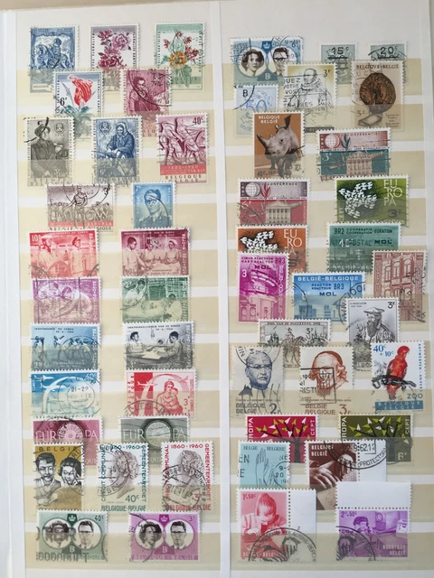 Belgien - gestempelte Sammlung ca. 740 versch. Marken 1960-2000 auf 14 Seiten