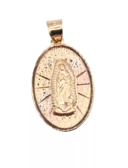 Virgen de Guadalupe Medal 14k Three Tone Gold  - Our Lady of Guadalupe 14k Medal