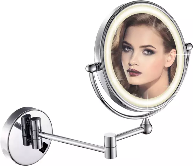LED Wall Mounted Magnifying Mirror - 1x/7x for Flawless Makeup Application