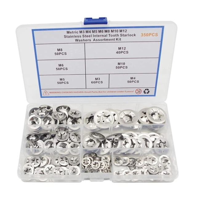 350pcs 7 Sizes Starlock Washers Locking Washers Retainer  Machinery Equipment