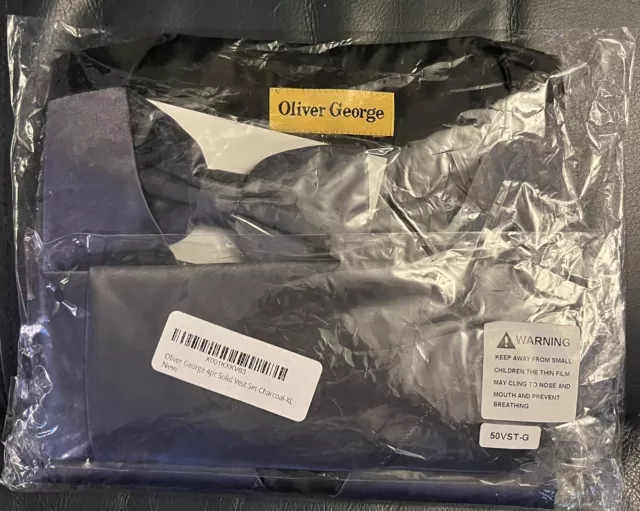 Oliver George 4pc Solid Vest Set Charcoal XL NEW