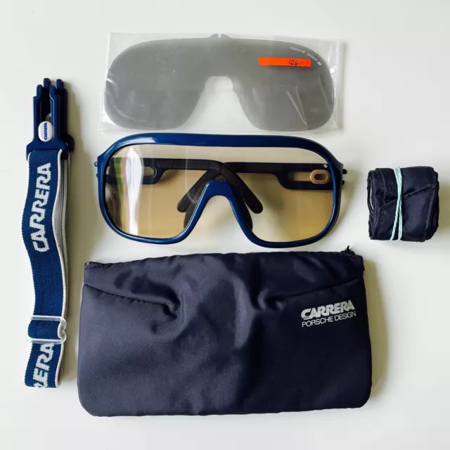 vintage PORSCHE DESIGN 5625 Carrera sunglasses blue ski sport goggles full set