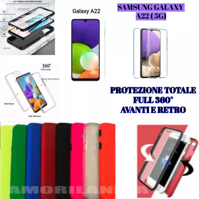 PER SAMSUNG GALAXY A22 (5G) SM-A226BLVUEUE cover ibrida 360° fronte e retro