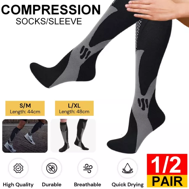 Compression Socks Copper Medical Stockings Travel Running Anti Fatigue Unisex AU