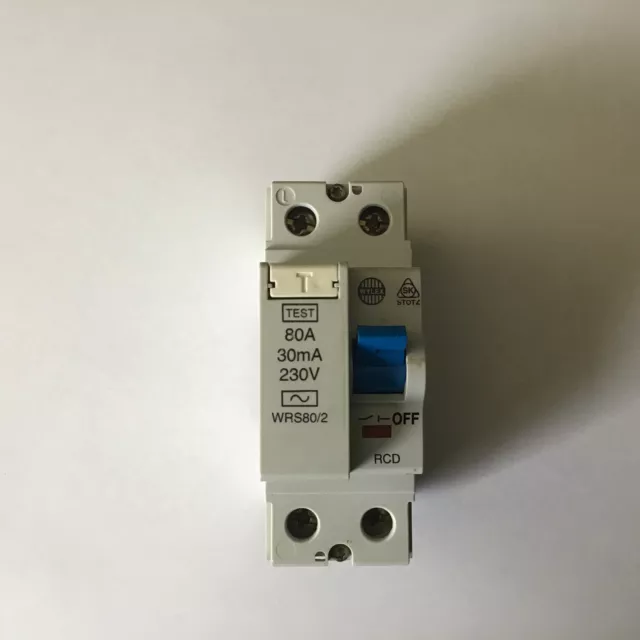 WYLEX 80 AMP 30 mA DOUBLE POLE RCD TYPE AC WRS80/2