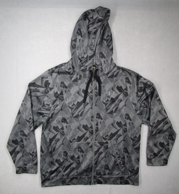 Under Armour Hoodie Mens Extra Large Gray Camo Full Zip Fleece Active logo