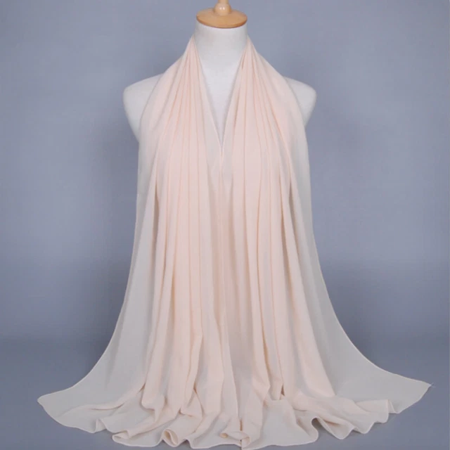 Large PGood Quality Chiffon Scarf Shawl Wrap Hijab Stretchy Big lain Lycra Beige