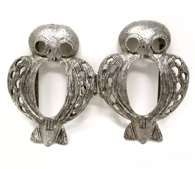 Vintage Owl Belt Buckle Two Piece Clasp Large Statement Boho Retro 5" Womens