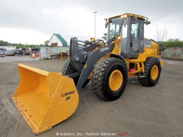 2015 John Deere 524K Wheel Loader Aux Hyd Q/C Craig Bucket Cab LOW HOURS bidadoo