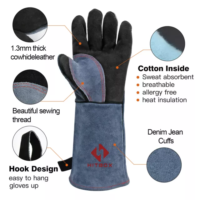 GUANTES DE SOLDADOR ESPECIALES PARA SOLDAR Heat Fire Resistant BBQ Weld Gloves 3