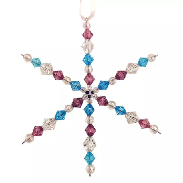 Handmade hanging Snowflake decoration in Purple & Blue by Nyleve Designs