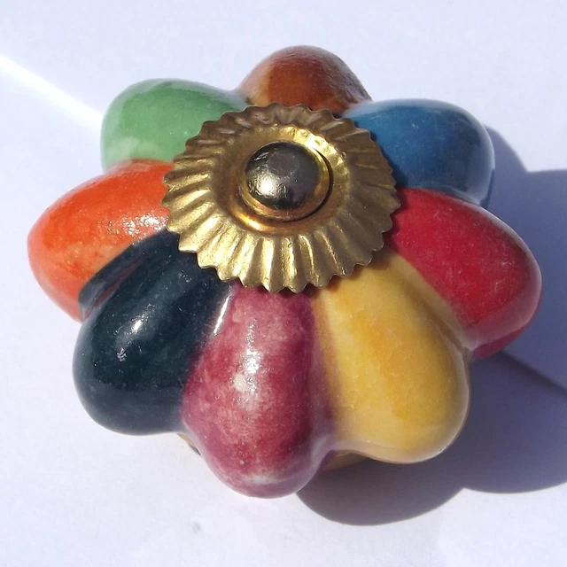 Ceramic knobs pulls handles for doors drawers cupboard cabinet wardrobe - brass