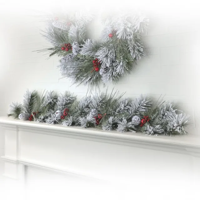 48" Frosted Pinecone Fresh Berry Garland - Frosted Red - Frosted Red 48-Inch