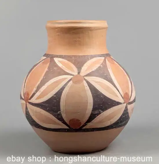 8" Ancient Neolithic Majiayao Culture Pottery Flower Pattern Pot Jar Crock