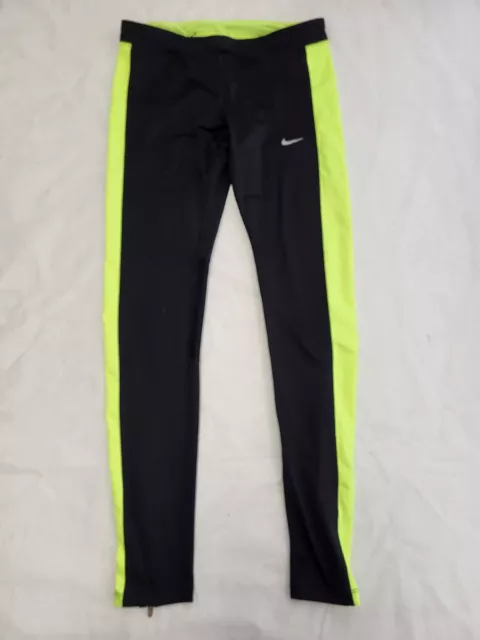 Vv441 Damen Nike Dri-Fit Schwarz Gelb Passend Yogahose Uk M 10 W28 L28