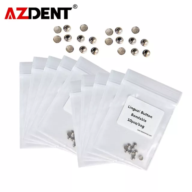 10 Bags AZDENT Dental Orthodontic Lingual Buttons for Bondable Round Base