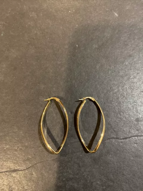 10k Yellow Gold Oval Twist Hoop Earrings Made in Italy